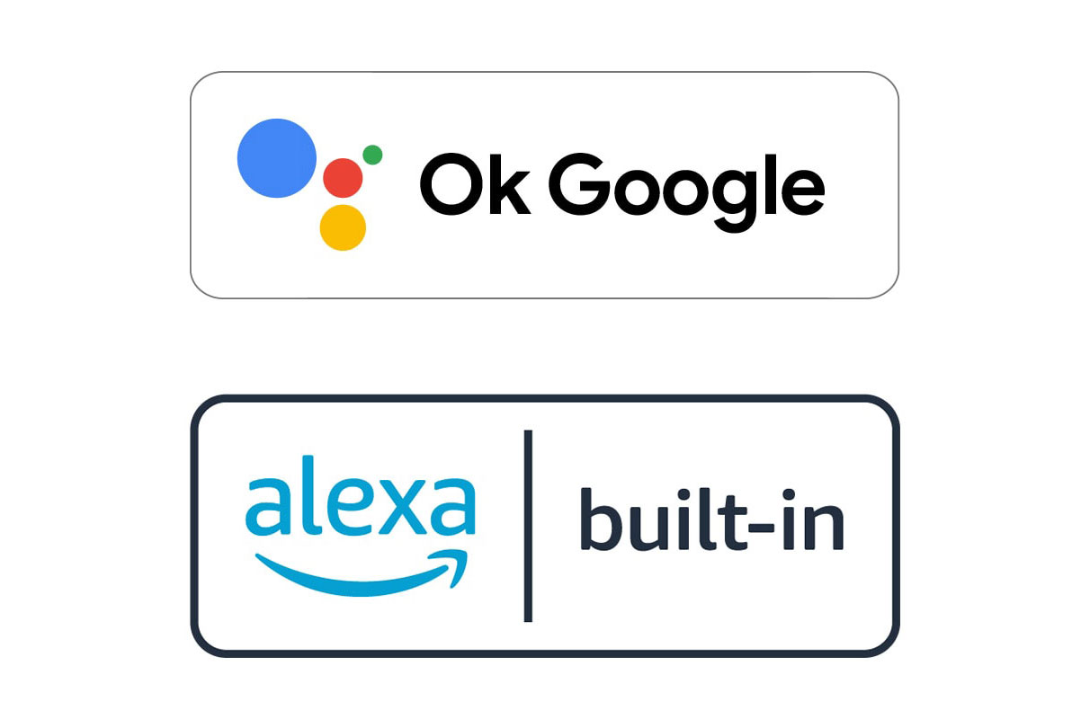 Image d'un logo Ok Google et d'un logo alexa intégré