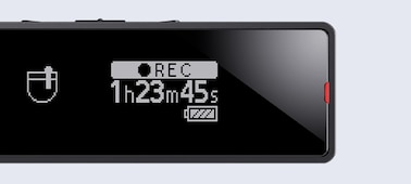 Image du grand &eacute;cran OLED de l'enregistreur vocal num&eacute;rique TX660 s&eacute;rie&nbsp;TX.